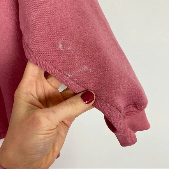 Vintage 90s Flower Embroidered Mockneck Pullover Floral Pink Sweatshirt Small - Picture 8 of 12